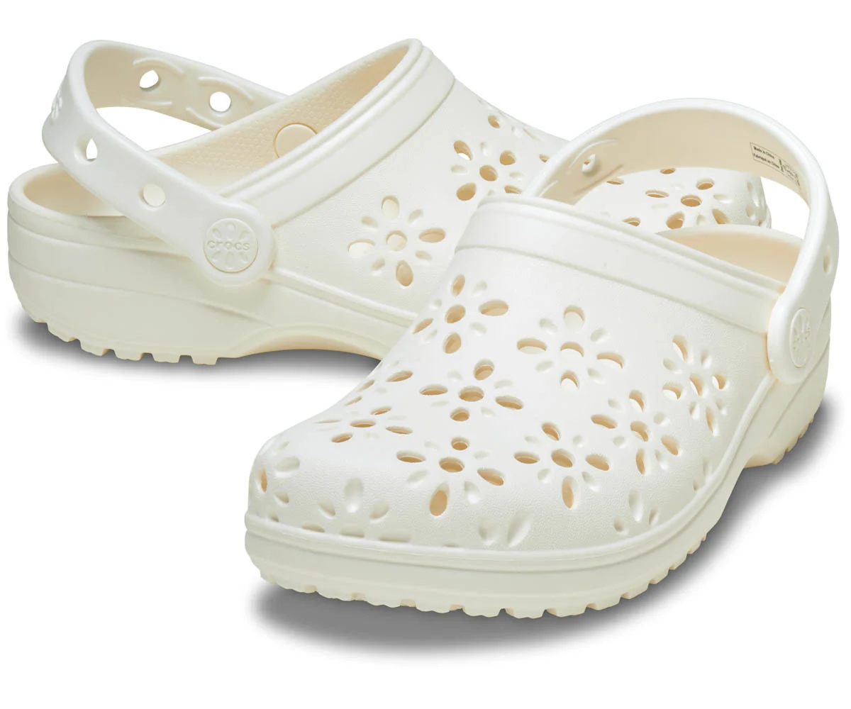 Classic Floral Cut Out Clog  - Chalk - Image 2
