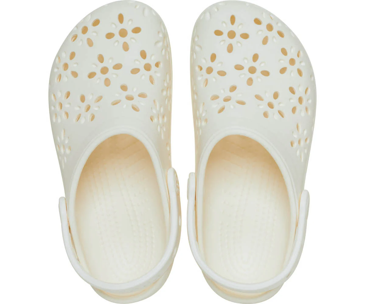 Classic Floral Cut Out Clog  - Chalk - Image 3