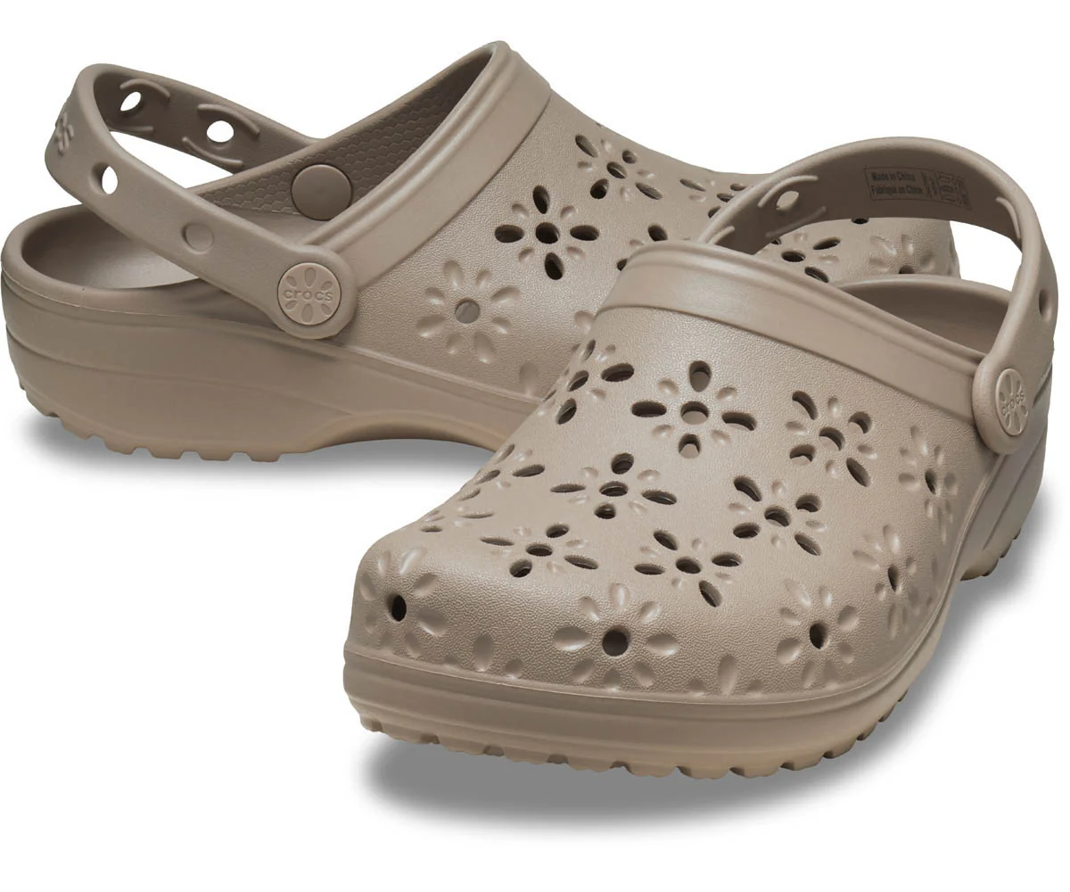 Classic Floral Cut Out Clog - Taupe - Image 2
