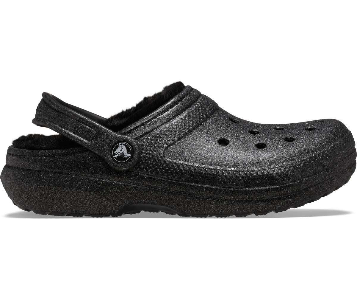 Classic FuzzLined Glitter Clog  - Black