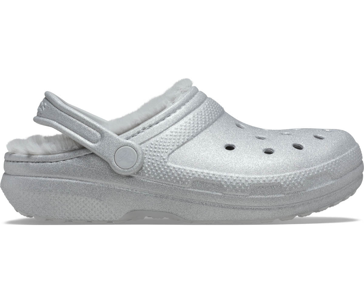 Classic FuzzLined Glitter Clog - Silver