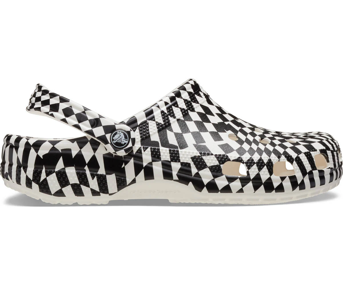 Classic Warped Checker Clog - White/Black