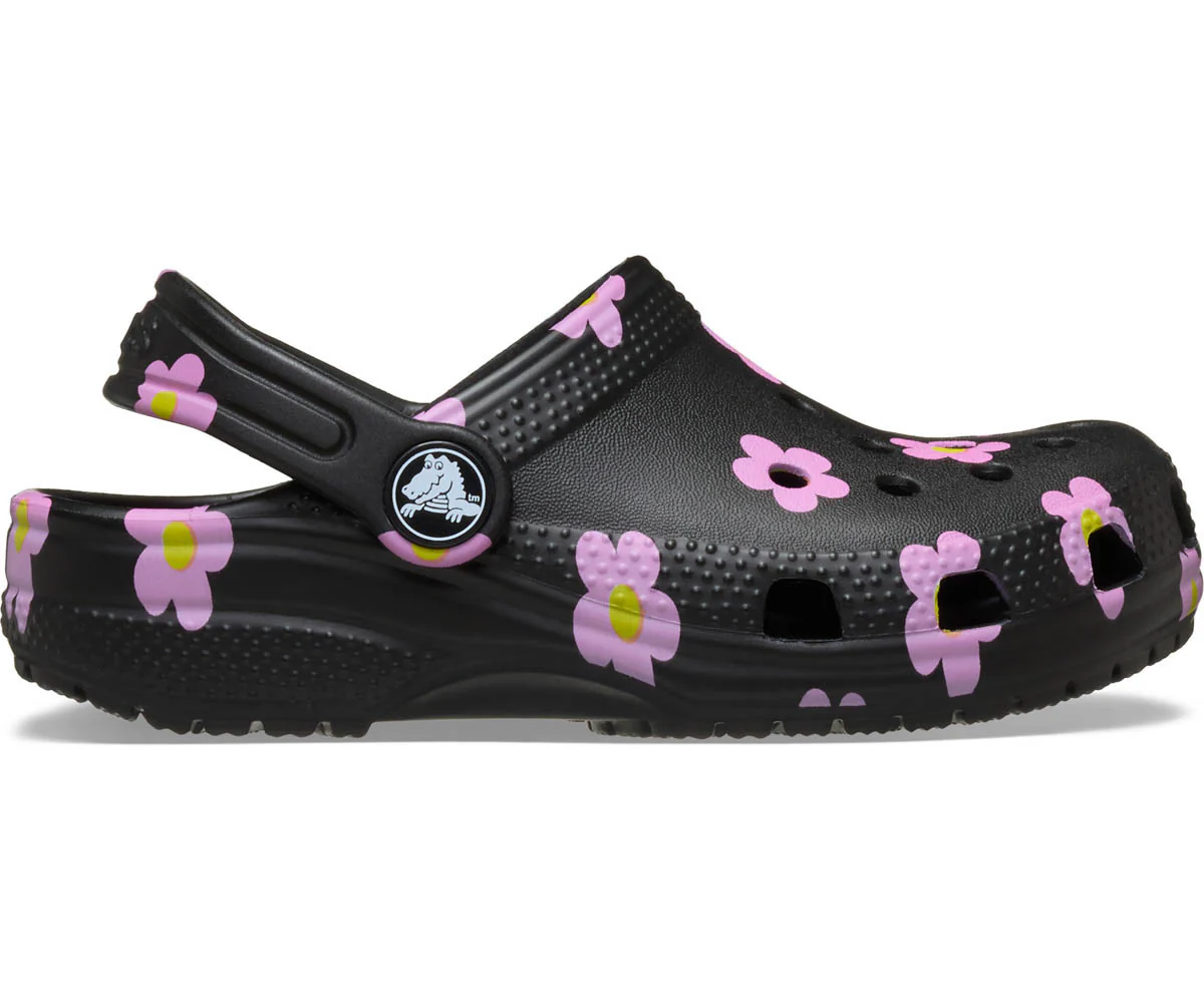 T's Classic Flower Clog  - Black